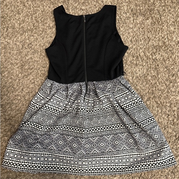 Rewind Black and White Pleated A-Line Dress - Picture 2 of 3